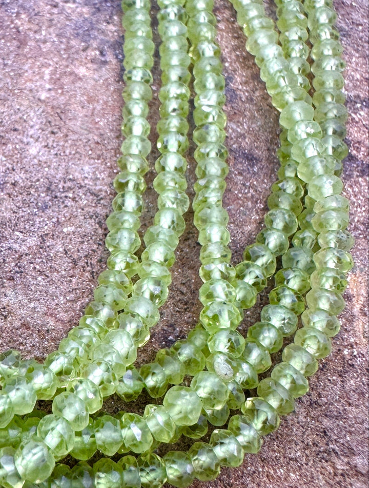 Peridot Micro Faceted 3mm Rondelle Beads 13.5inch Inch