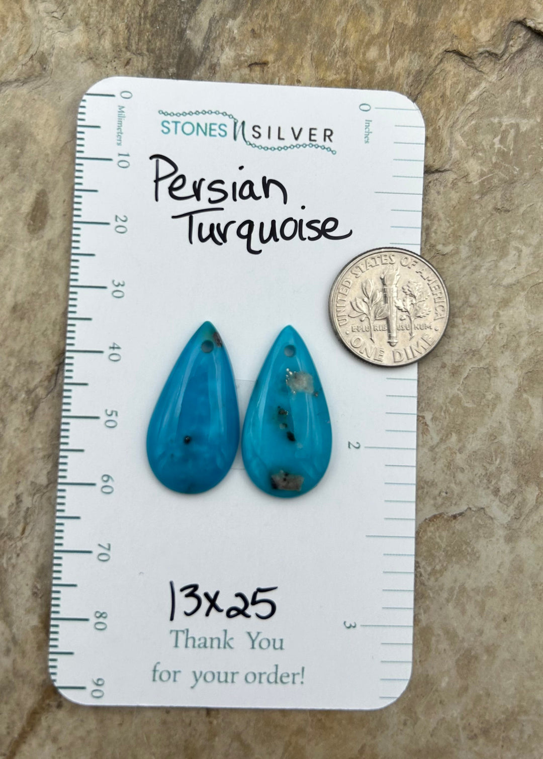 Persian Turquoise (Iran) Matching Earring Slab Bead Pair