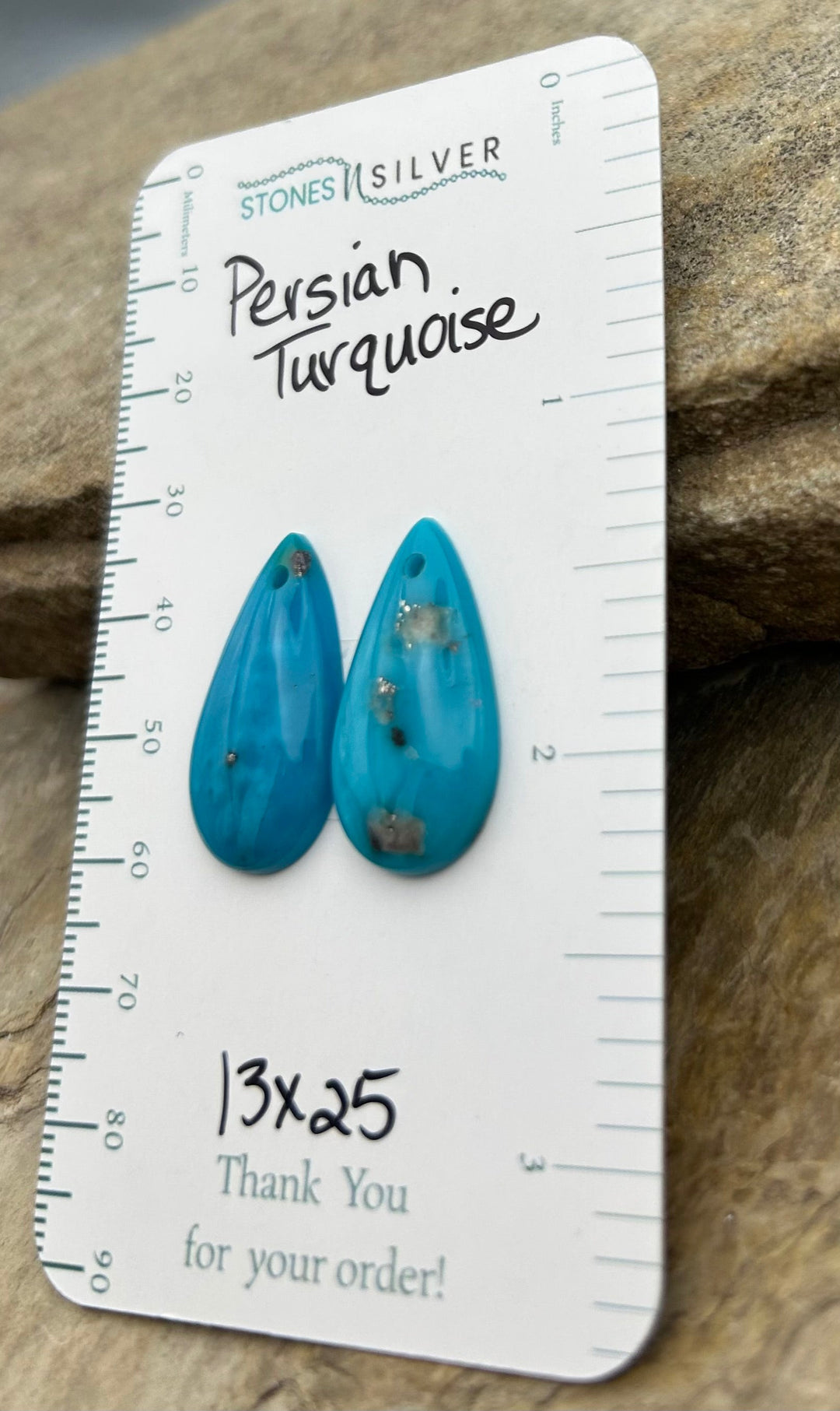 Persian Turquoise (Iran) Matching Earring Slab Bead Pair