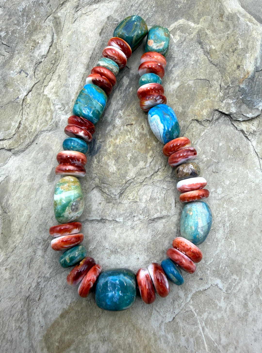 Peruvian Blue Opal and Spiny Oyster Chunky Designer Bead