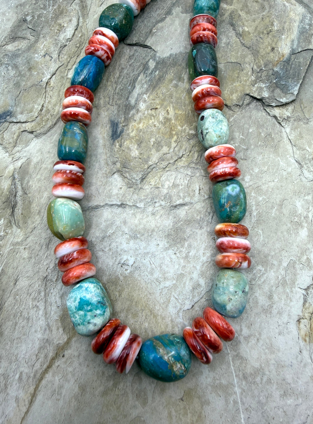 Peruvian Blue Opal and Spiny Oyster Chunky Designer Bead