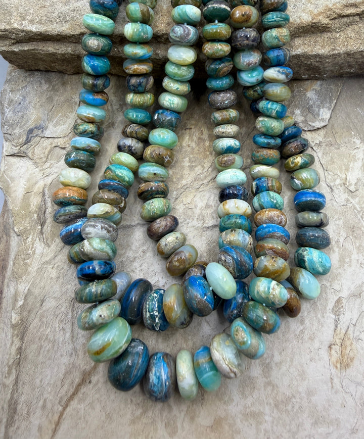 Peruvian Blue Opal (Peru) Graduated BIG Rondelle Strand
