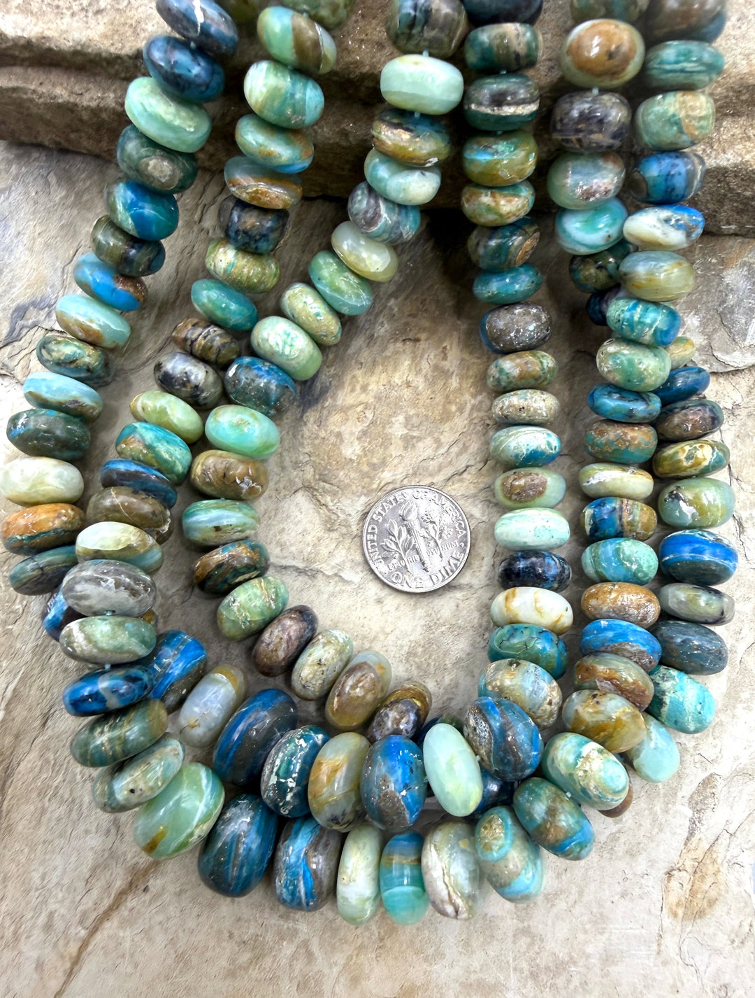 Peruvian Blue Opal (Peru) Graduated BIG Rondelle Strand