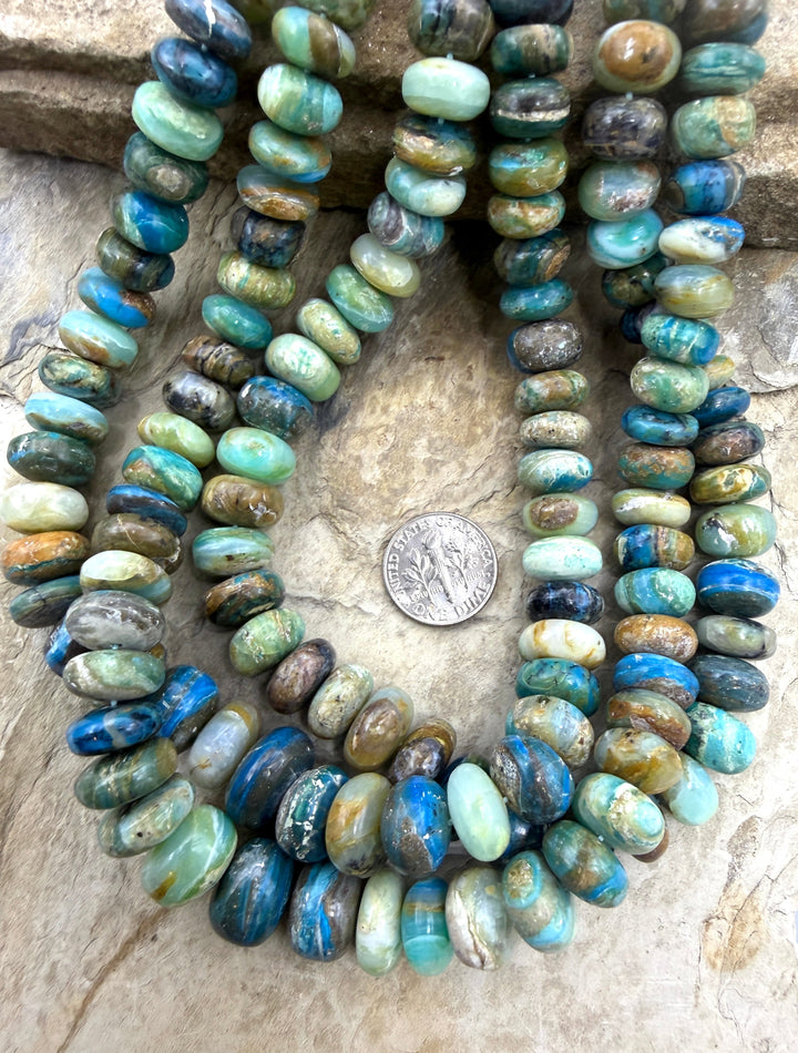 Peruvian Blue Opal (Peru) Graduated BIG Rondelle Strand