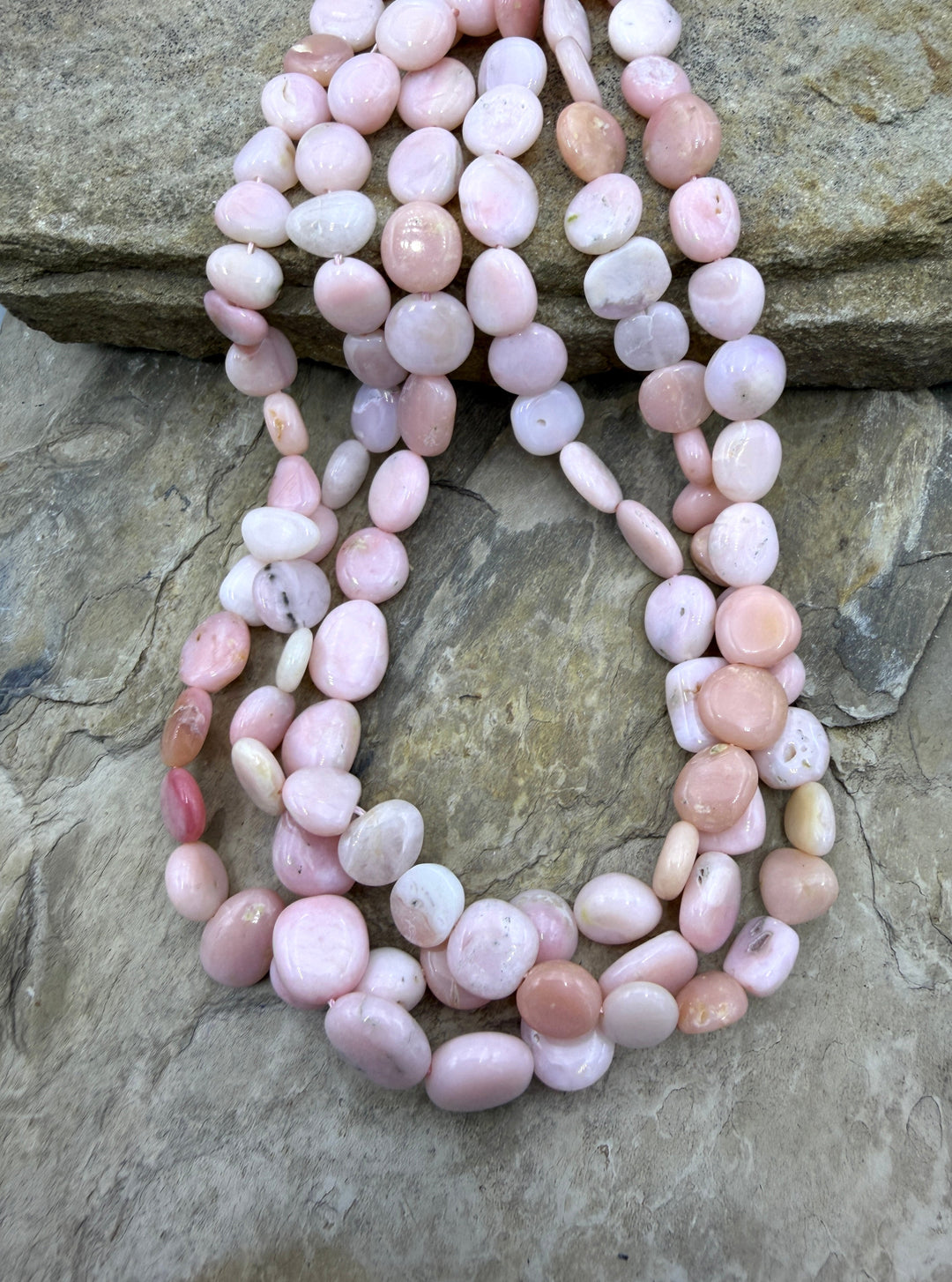 Peruvian Pink Opal 8-12mm Irregular Flat Nugget Beads 16