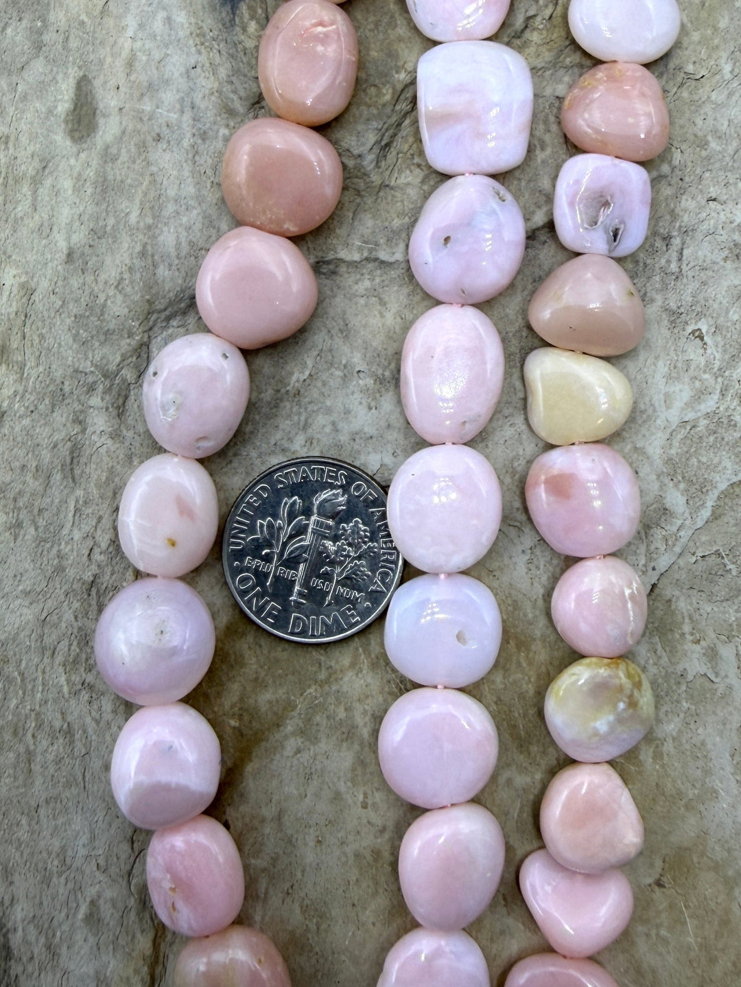Peruvian Pink Opal 8-12mm Irregular Flat Nugget Beads 16