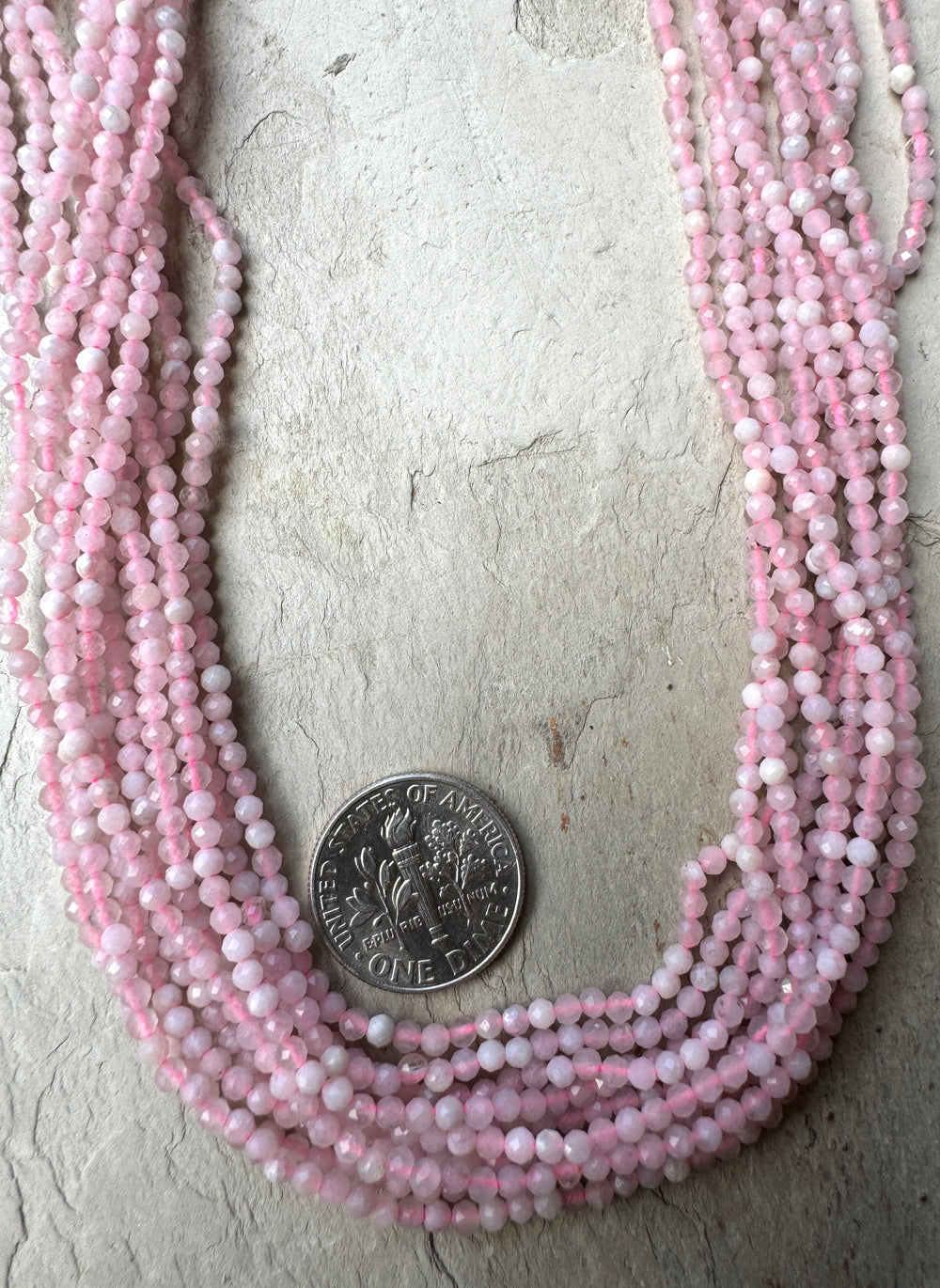Peruvian Pink Opal Micro Faceted Round Beads 2mm 16 inch