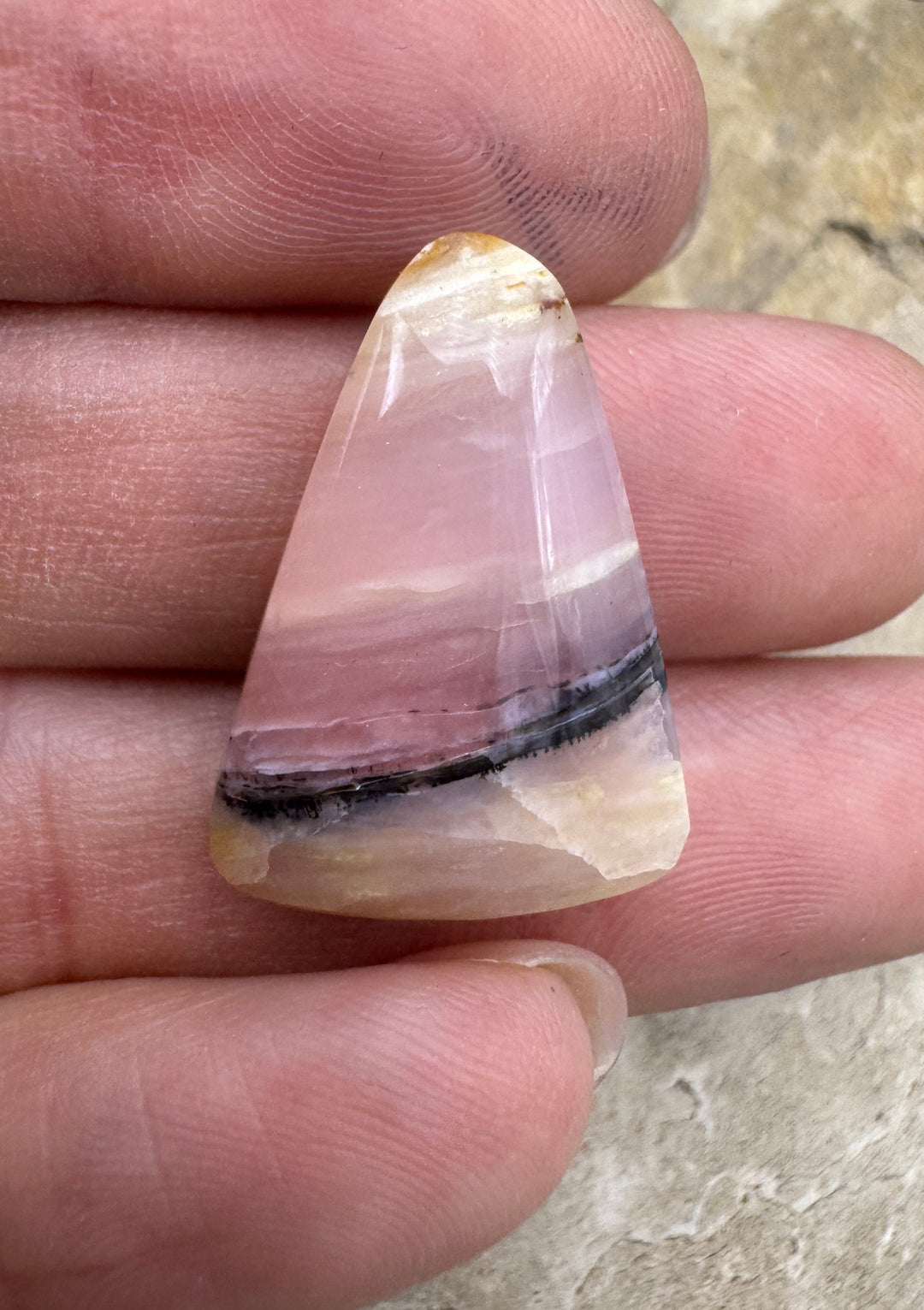 Peruvian Pink Opal Micro Freerform Cabochon 17x24mm - Opal