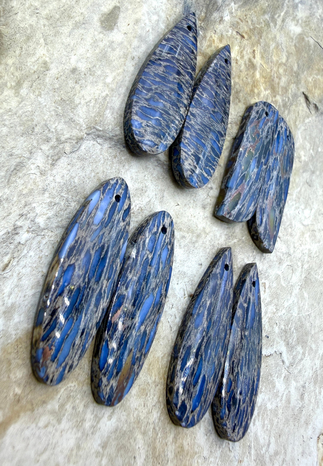 Petrified Palm Wood Matching Earring Slab Bead Pair