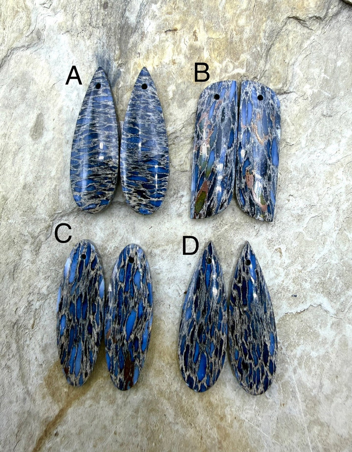 Petrified Palm Wood Matching Earring Slab Bead Pair