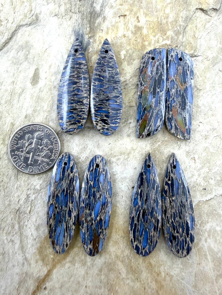 Petrified Palm Wood Matching Earring Slab Bead Pair
