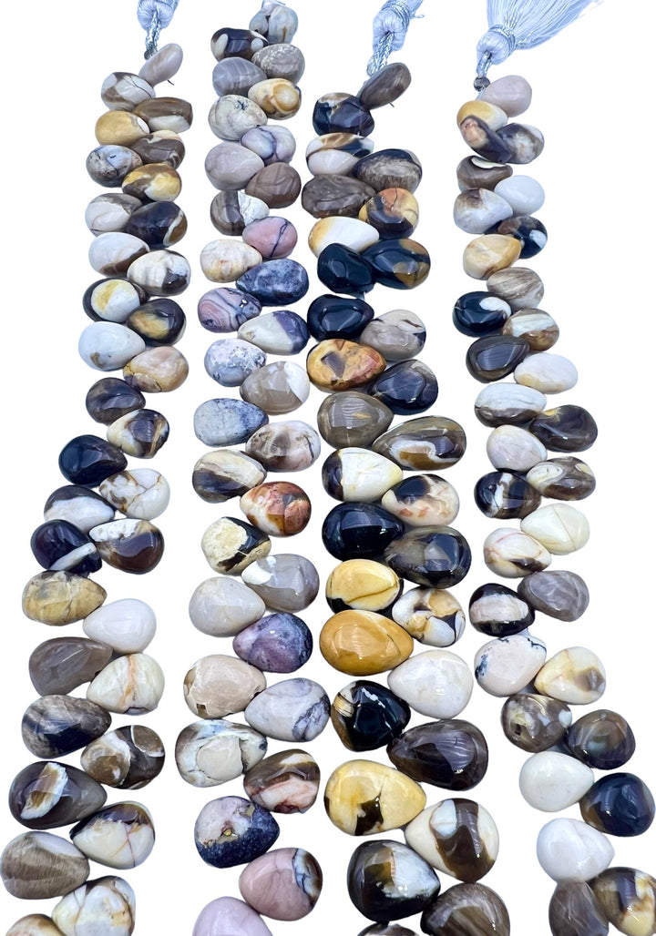 Petrified Peanut Wood Teardrop Beads 10x8mm 9 inch Strands -
