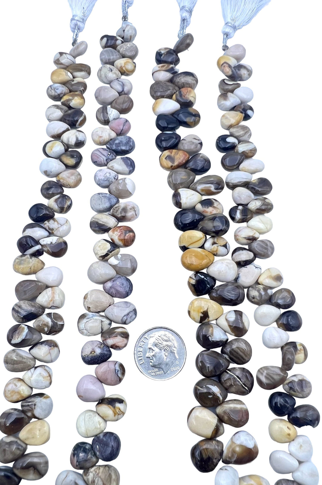 Petrified Peanut Wood Teardrop Beads 10x8mm 9 inch Strands -
