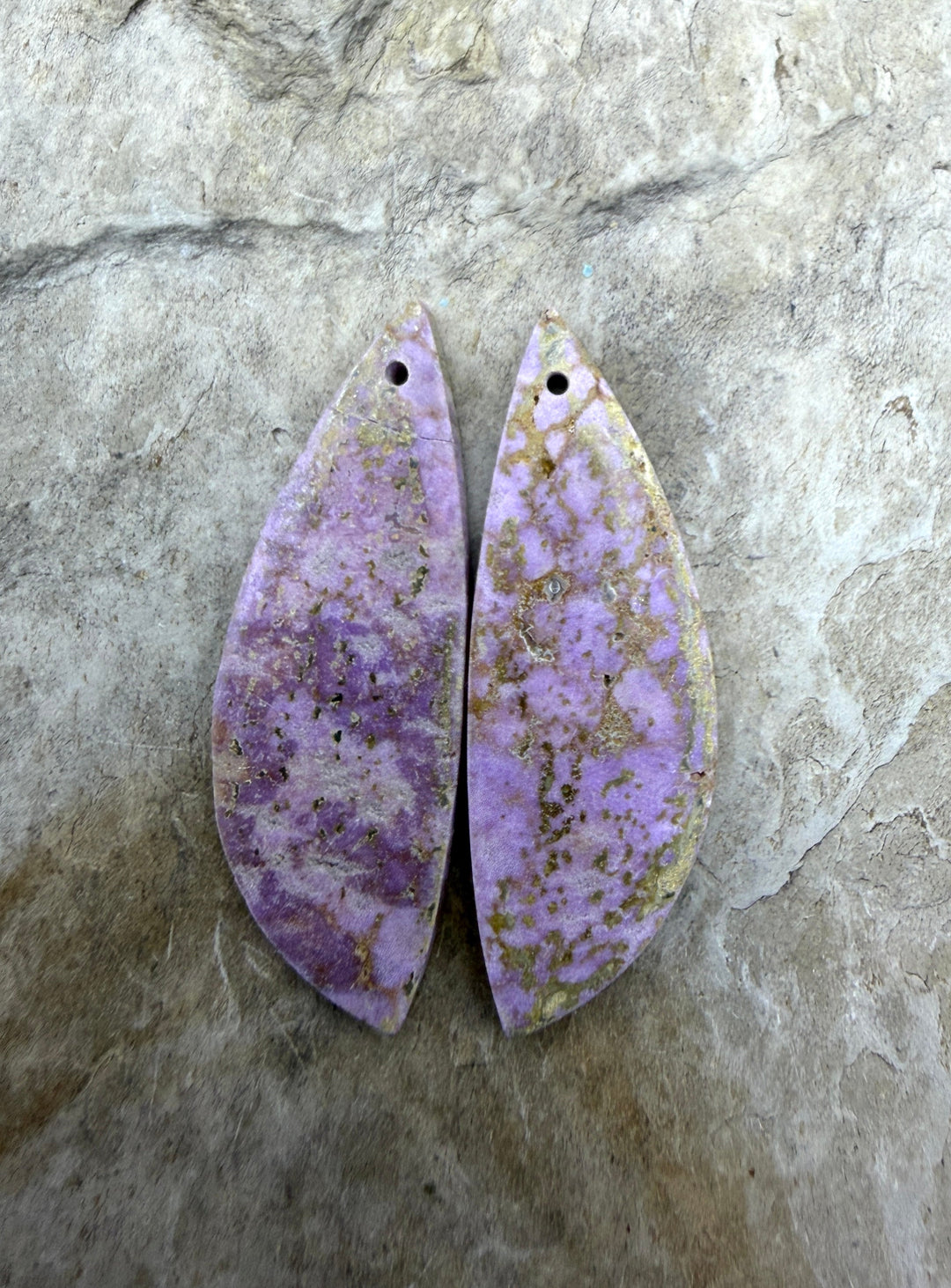 Phosphosiderite Matching Earring Slab Bead Pair 12x35mm