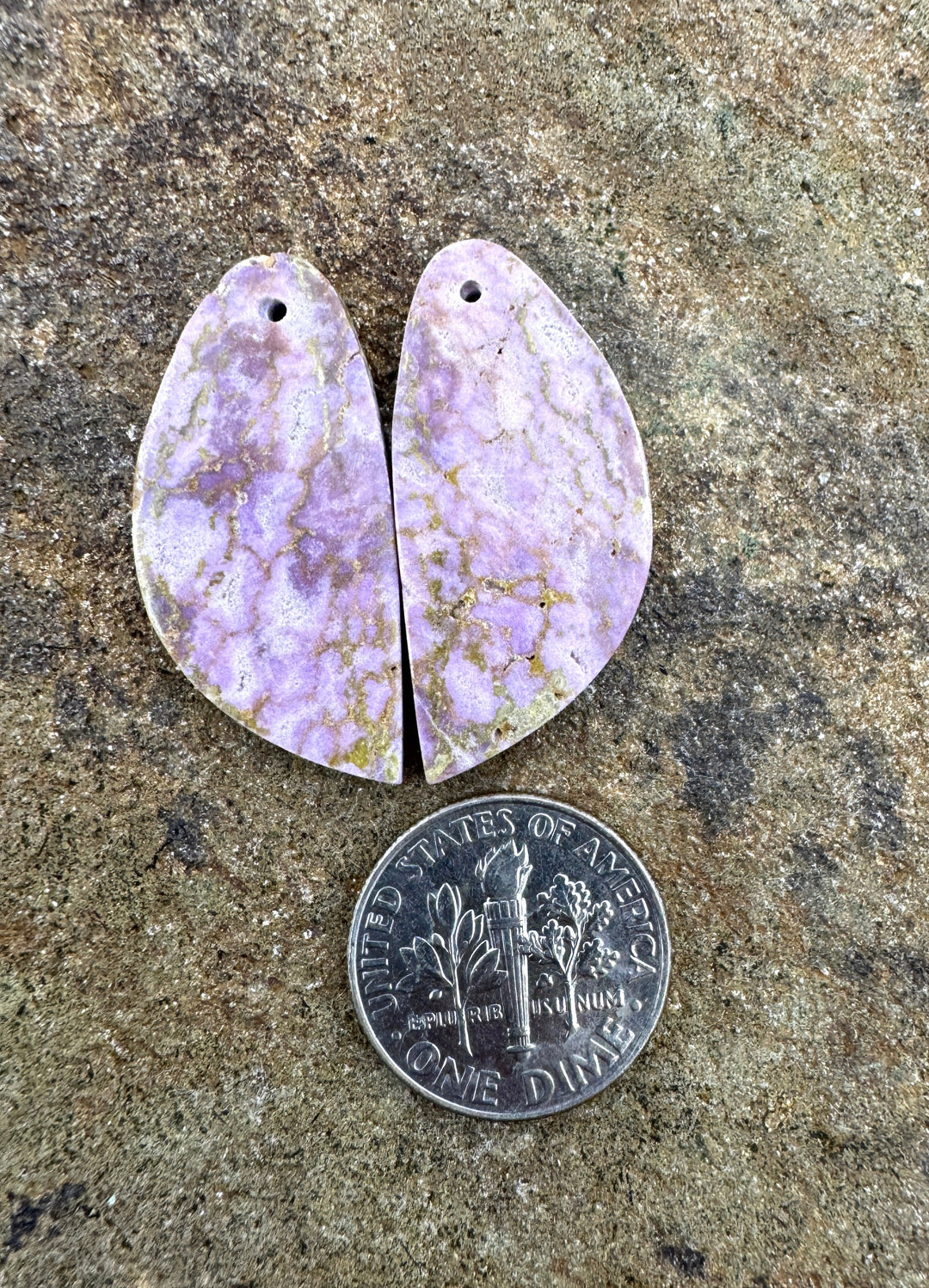 Phosphosiderite Matching Earring Slab Bead Pair 13x30mm