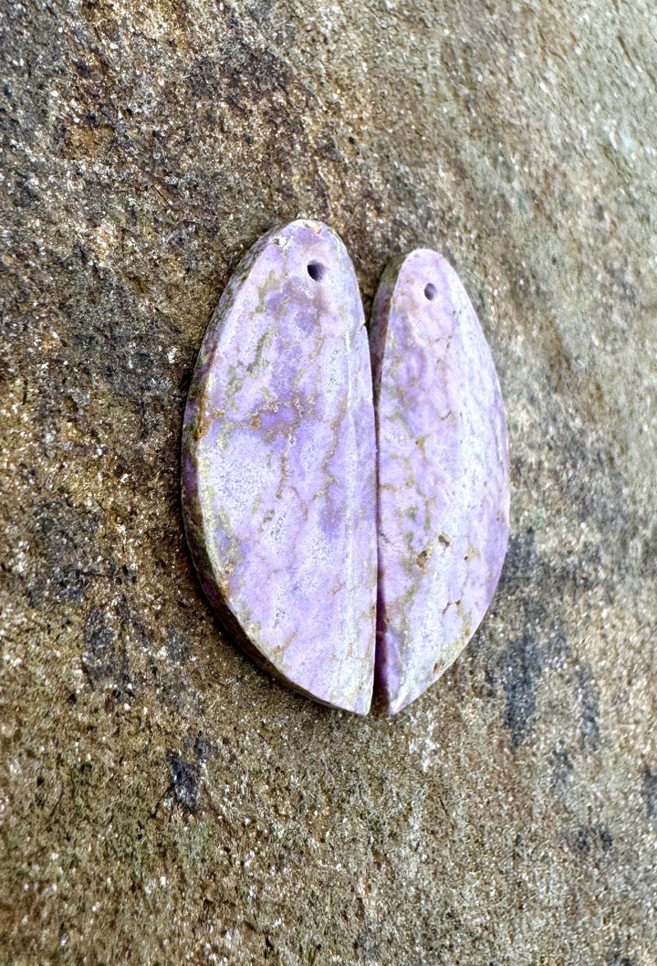 Phosphosiderite Matching Earring Slab Bead Pair 13x30mm