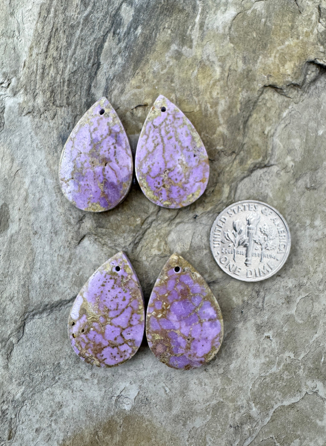 Phosphosiderite Matching Earring Slab Bead Pair 15x24mm