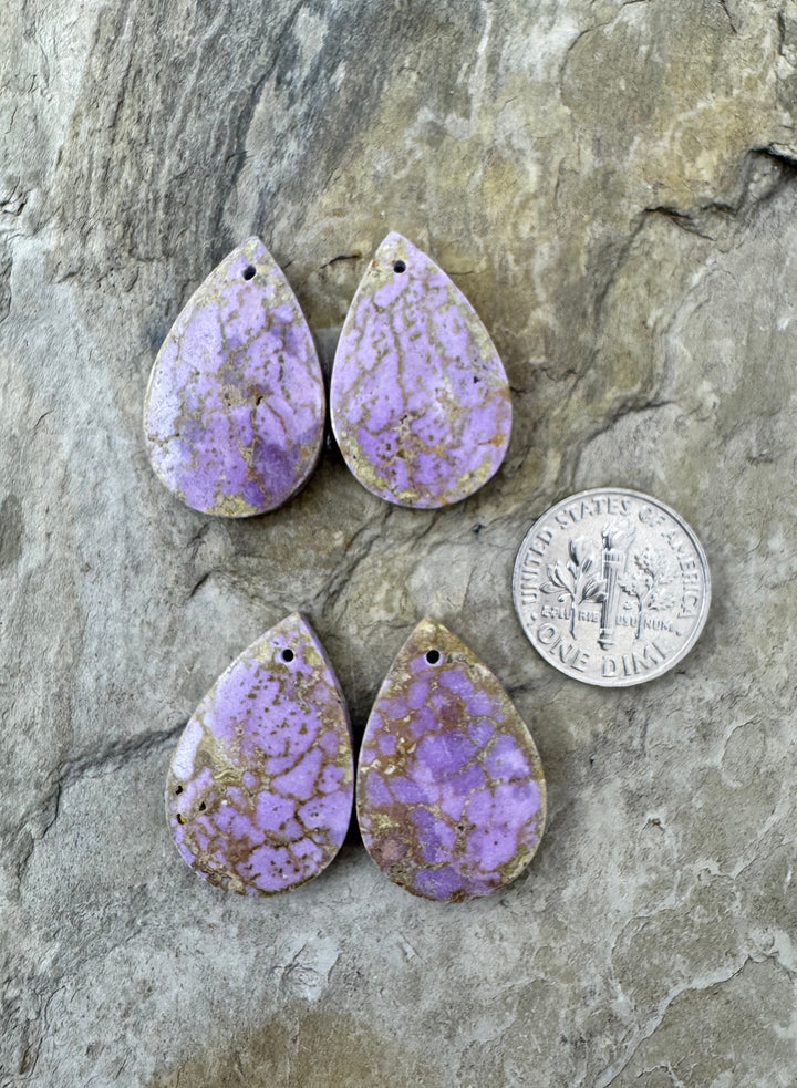 Phosphosiderite Matching Earring Slab Bead Pair 15x24mm