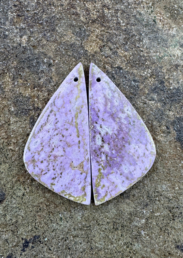 Phosphosiderite Matching Earring Slab Bead Pair 15x34mm