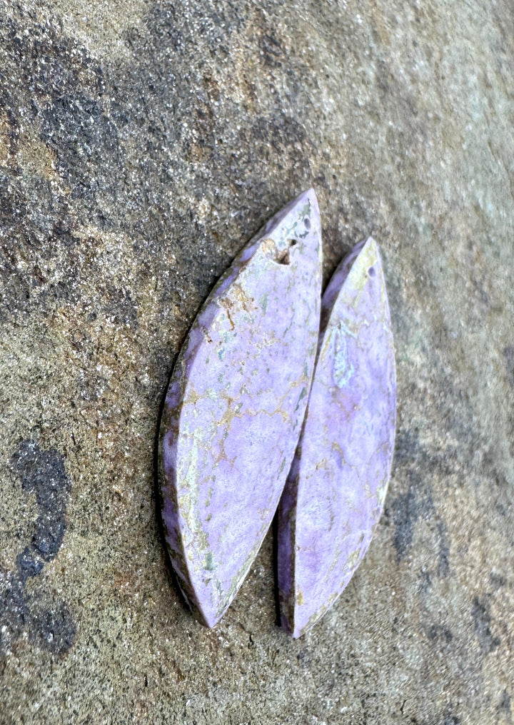 Phosphosiderite Matching Earring Slab Bead Pair 15x43mm