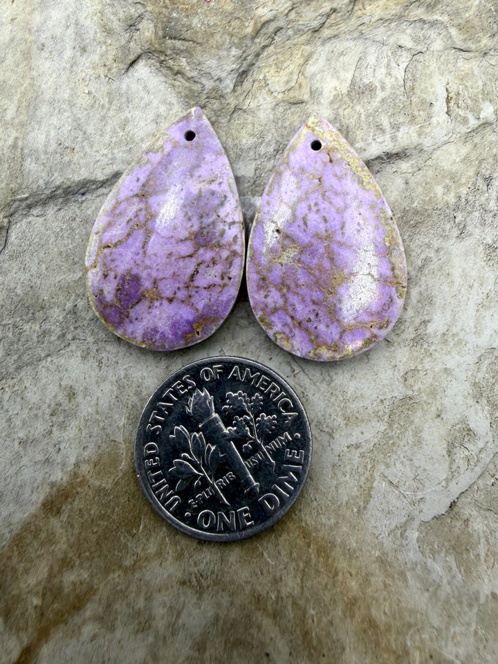 Phosphosiderite Matching Earring Slab Bead Pair 16x25mm