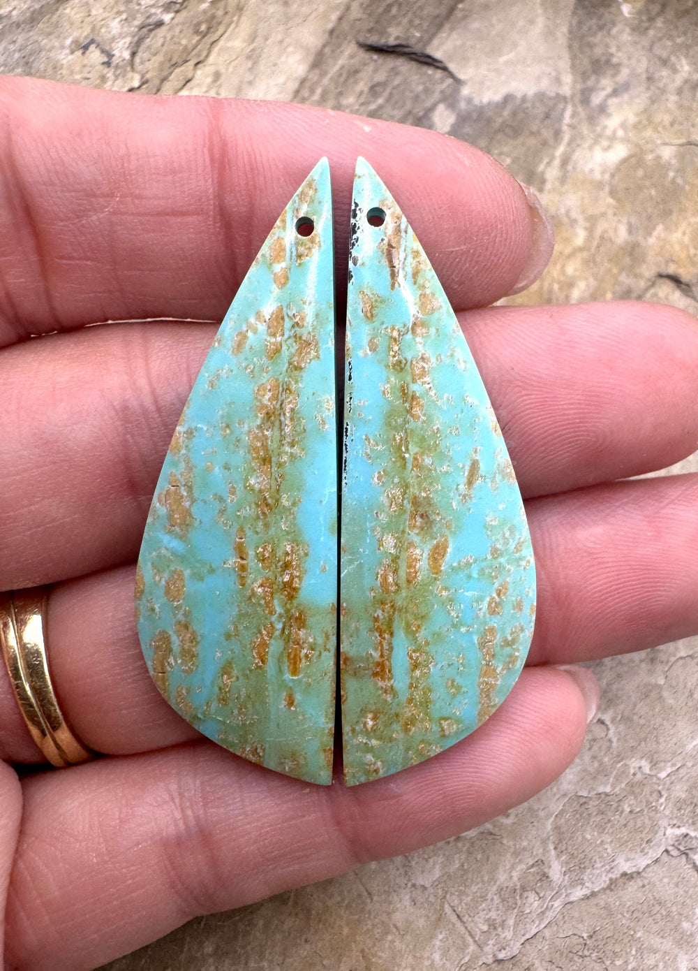 Pilot Mountain Turquoise (Nevada) BIG Earring Slab Bead