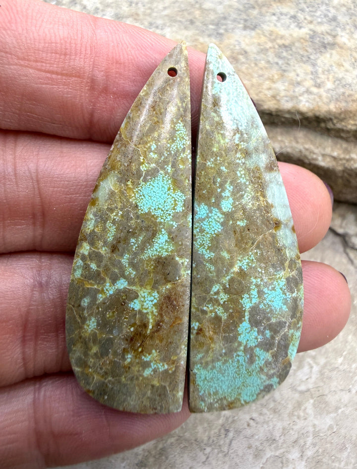 Pilot Mountain Turquoise (Nevada) BIG Matching Earring Slab