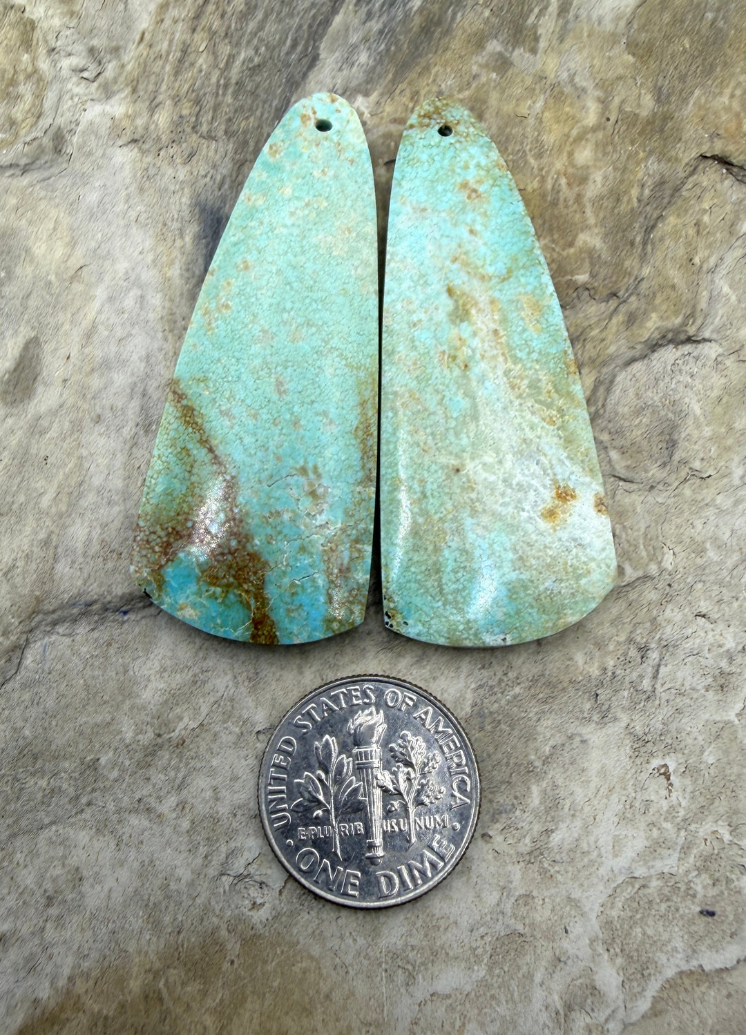 Pilot Mountain Turquoise (Nevada) BIG Matching Earring Slab