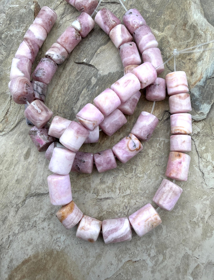 Pink Aragonite BIG Tube Beads 10x10-10x13mm 7.5 Inch