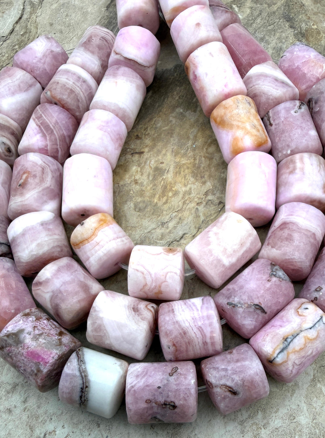 Pink Aragonite BIG Tube Beads 10x10-10x13mm 7.5 Inch