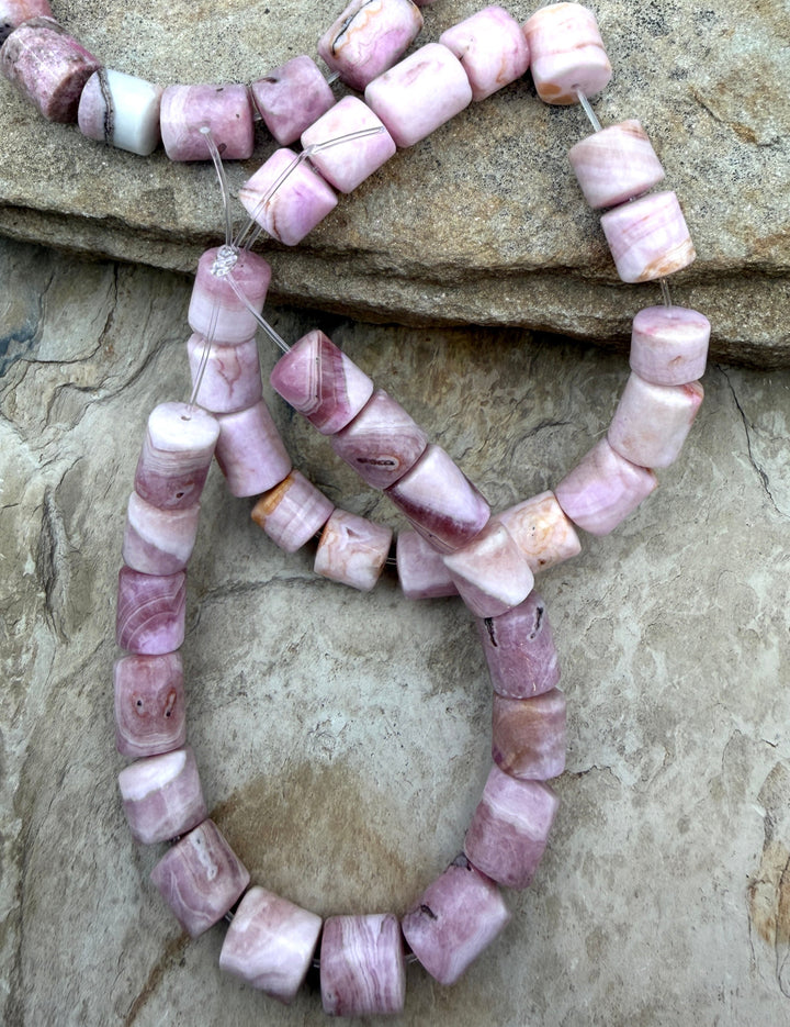 Pink Aragonite BIG Tube Beads 10x10-10x13mm 7.5 Inch