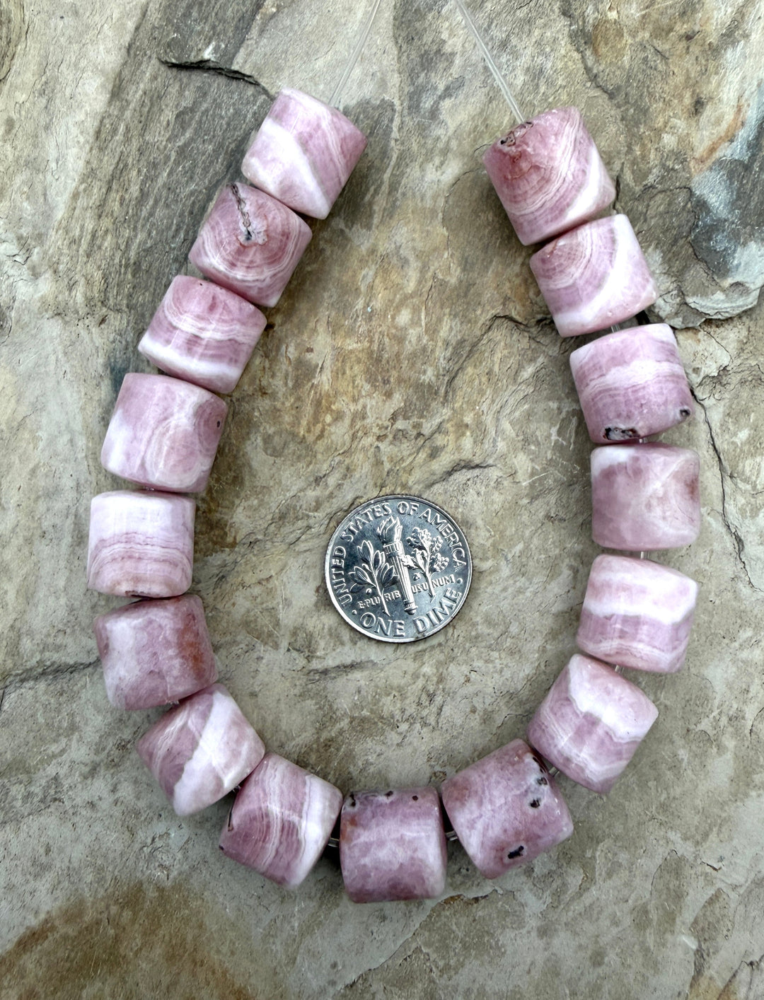 Pink Aragonite BIG Tube Beads 11x11-11x12mm 7.5 Inch