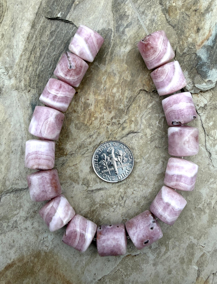 Pink Aragonite BIG Tube Beads 11x11-11x12mm 7.5 Inch