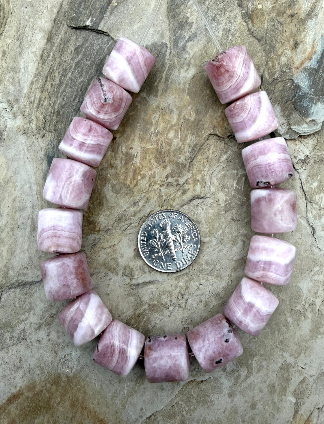 Pink Aragonite BIG Tube Beads 11x11-11x12mm 7.5 Inch