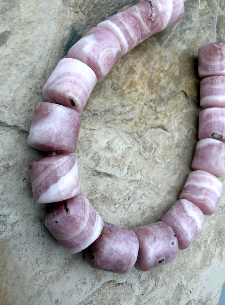 Pink Aragonite BIG Tube Beads 11x11-11x12mm 7.5 Inch