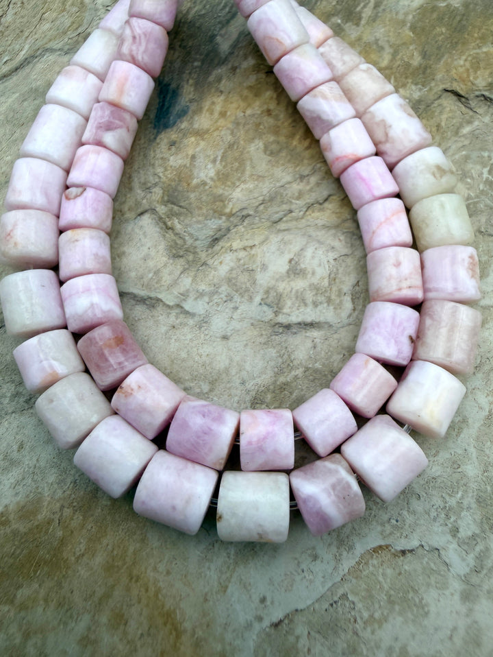 Pink Aragonite Tube Beads 6.5x7-7x9mm 7 Inch Strand/25-26