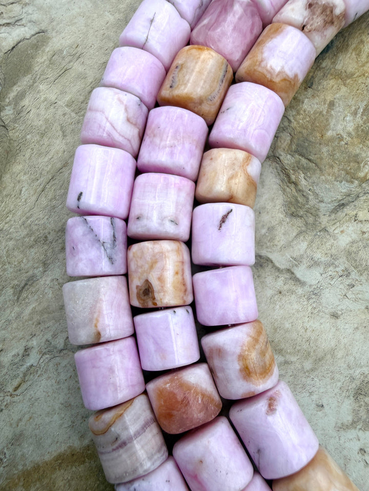 Pink Aragonite Tube Beads 7x6-7x8mm 6 Inch Strand/20 Beads