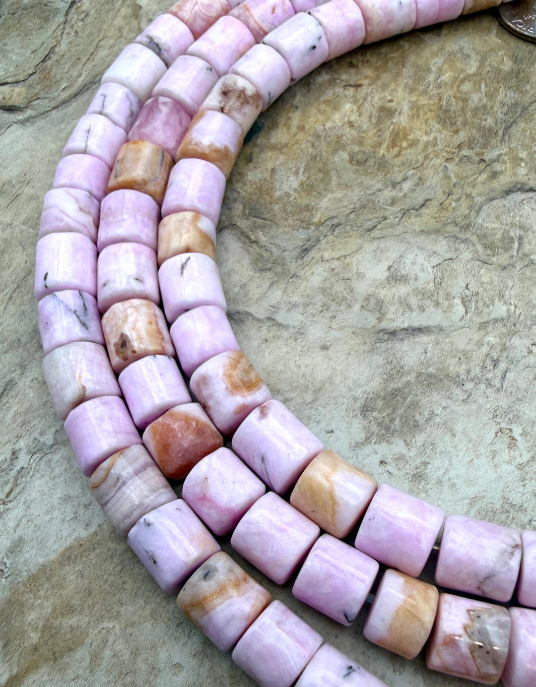 Pink Aragonite Tube Beads 7x6-7x8mm 6 Inch Strand/20 Beads