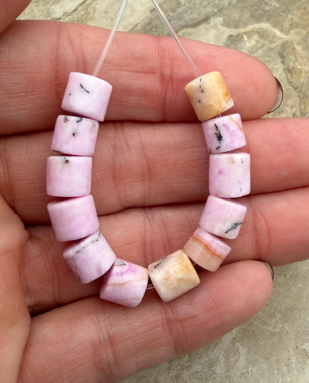 Pink Aragonite Tube Beads 7x6-7x8mm ONE set of 12 Beads