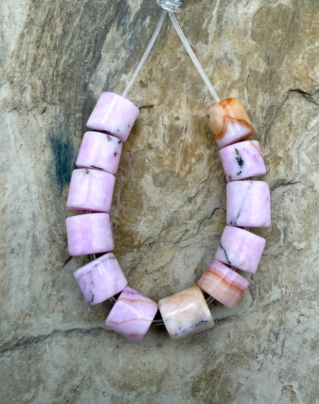 Pink Aragonite Tube Beads 7x6-7x8mm ONE set of 12 Beads