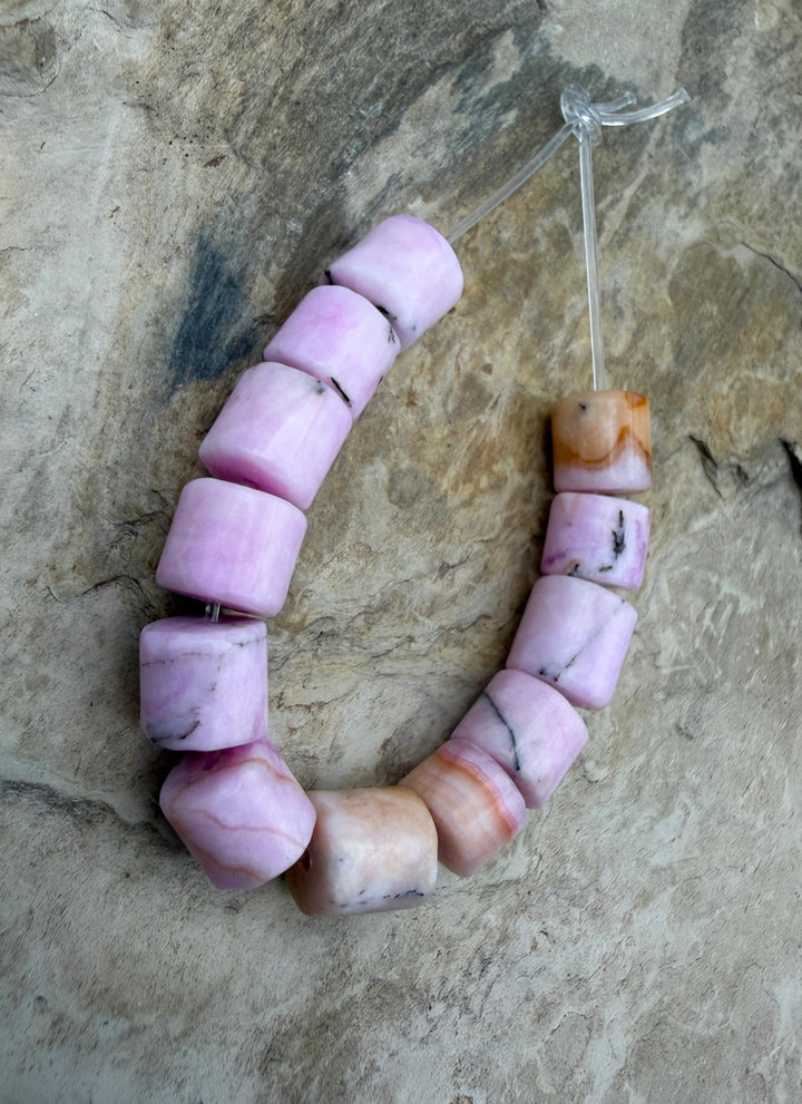 Pink Aragonite Tube Beads 7x6-7x8mm ONE set of 12 Beads