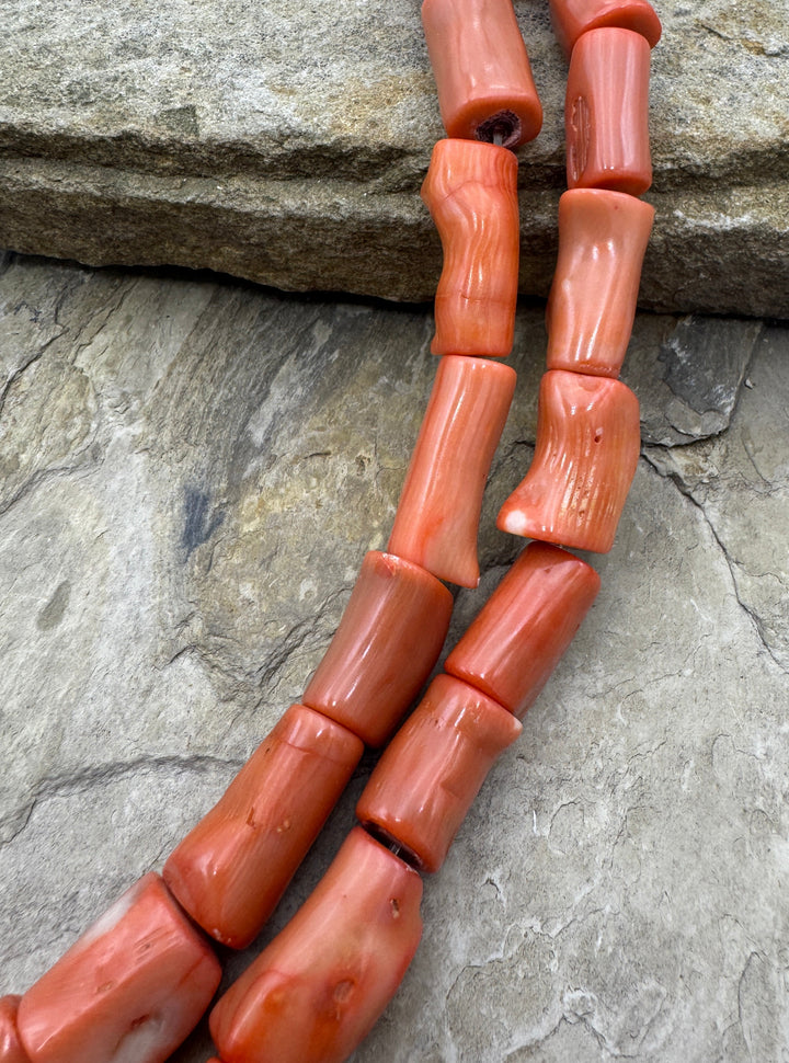Pink Branch Coral (Dyed?) BIG 10x20mm Branch Beads 16 inch