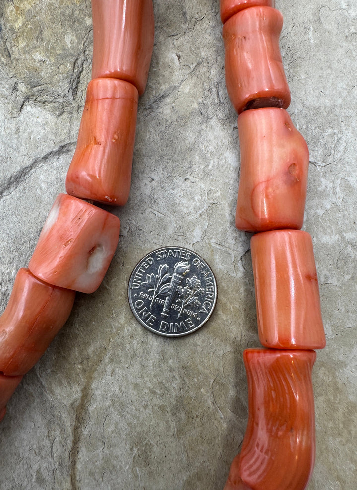 Pink Branch Coral (Dyed?) BIG 10x20mm Branch Beads 16 inch