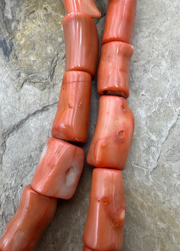 Pink Branch Coral (Dyed?) BIG 10x20mm Branch Beads 16 inch