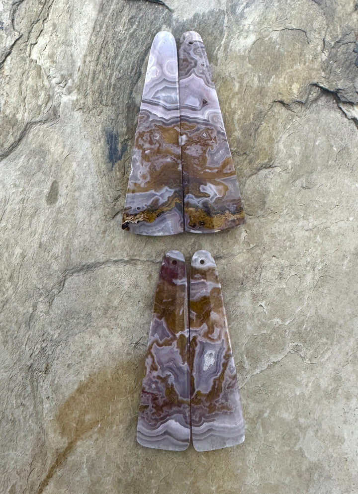 Pink Laguna Lace Agate (Mexico) LONG Matching Earring Bead