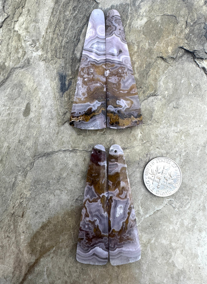 Pink Laguna Lace Agate (Mexico) LONG Matching Earring Bead