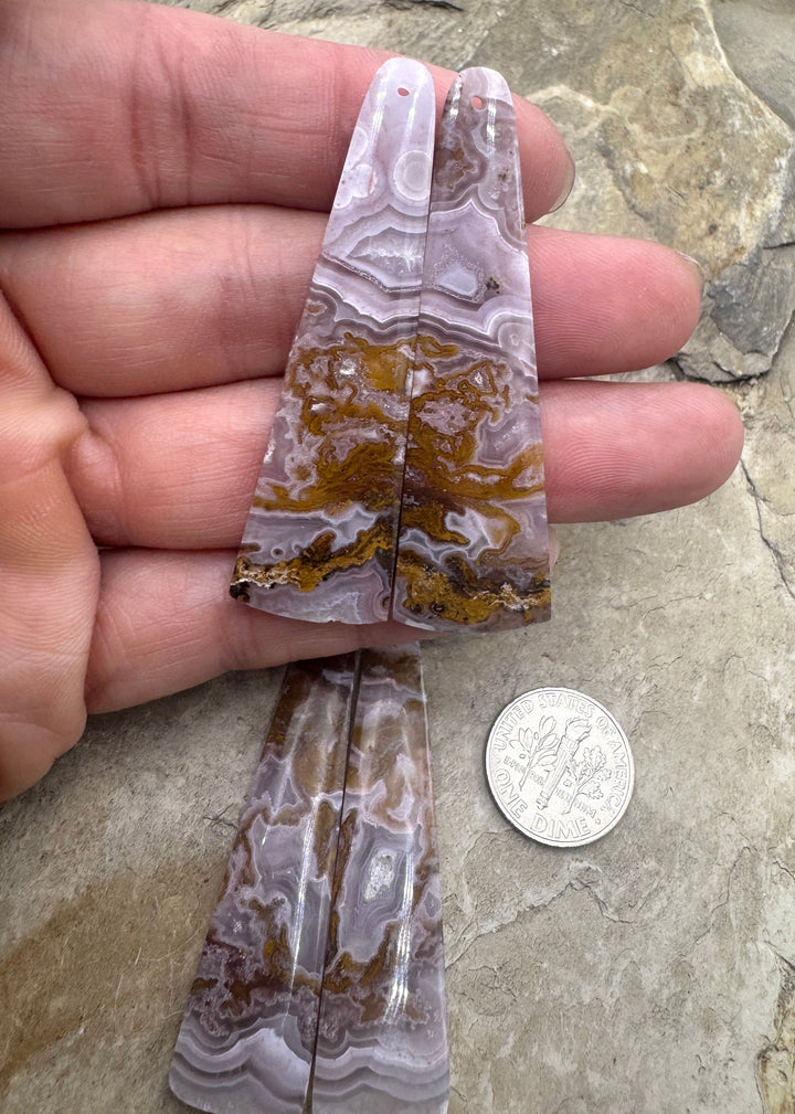 Pink Laguna Lace Agate (Mexico) LONG Matching Earring Bead