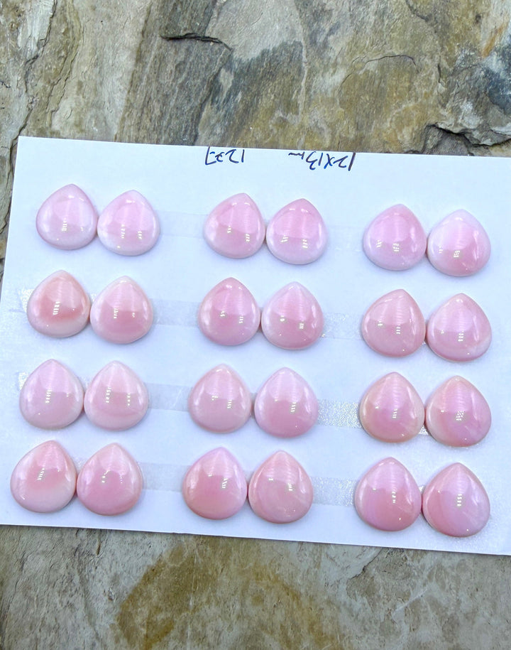 Pink Queen Conch 12x13mm Teardrop Calibrated Cabochons