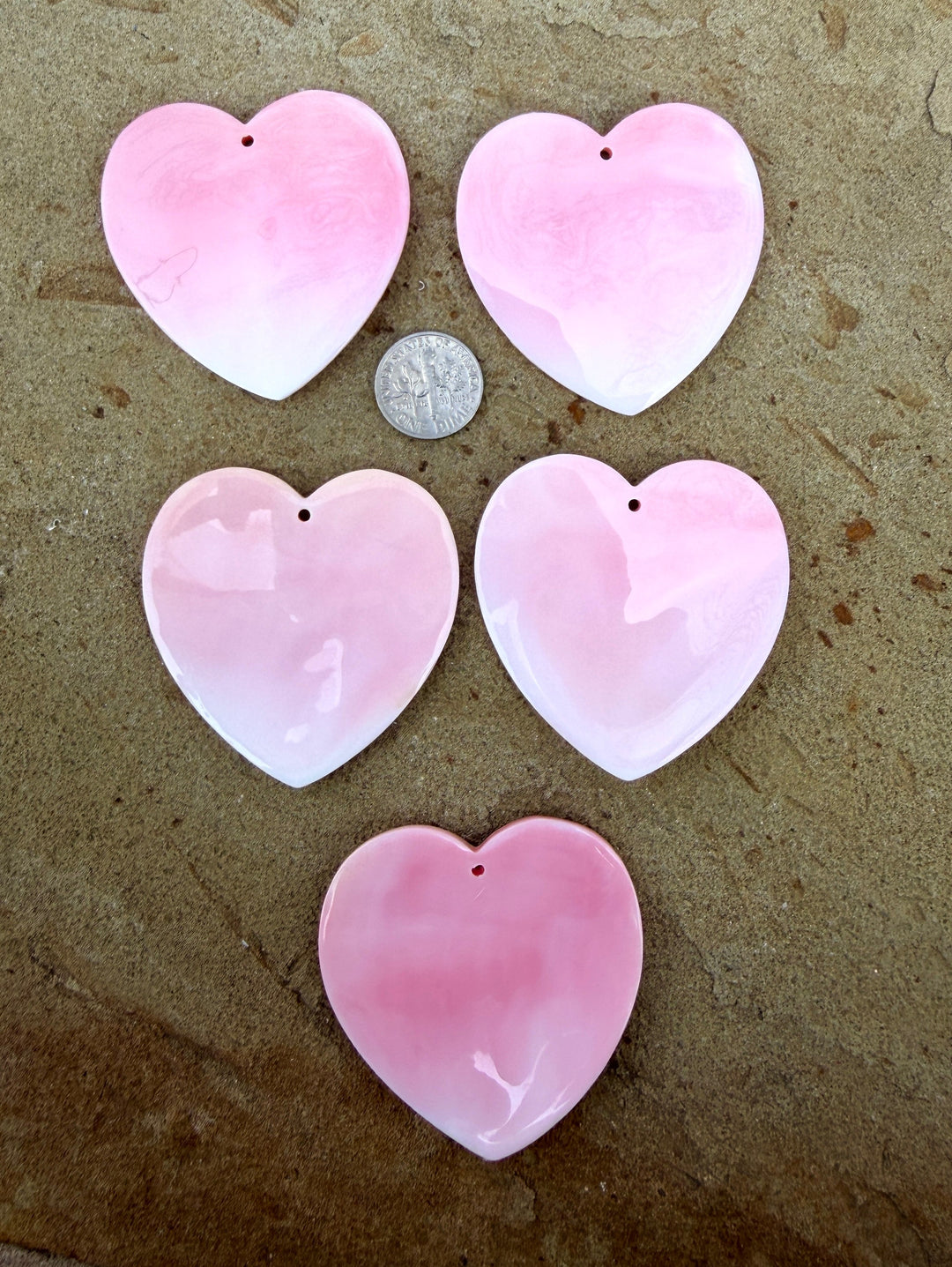 Pink Queen Conch BIG Heart Shaped Focal Pendant Bead 50mm