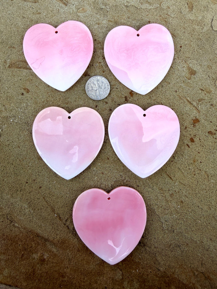 Pink Queen Conch BIG Heart Shaped Focal Pendant Bead 50mm